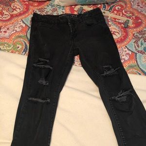 American Eagle black ripped skinny jeans size 12
